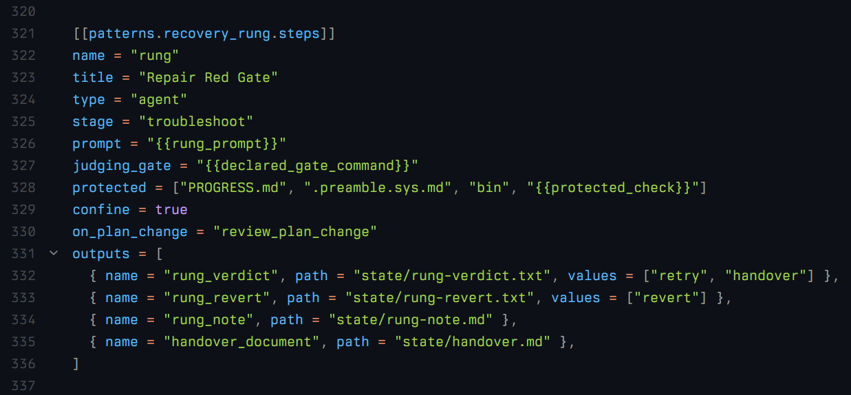 An agent step in a Gantry pattern, written as TOML