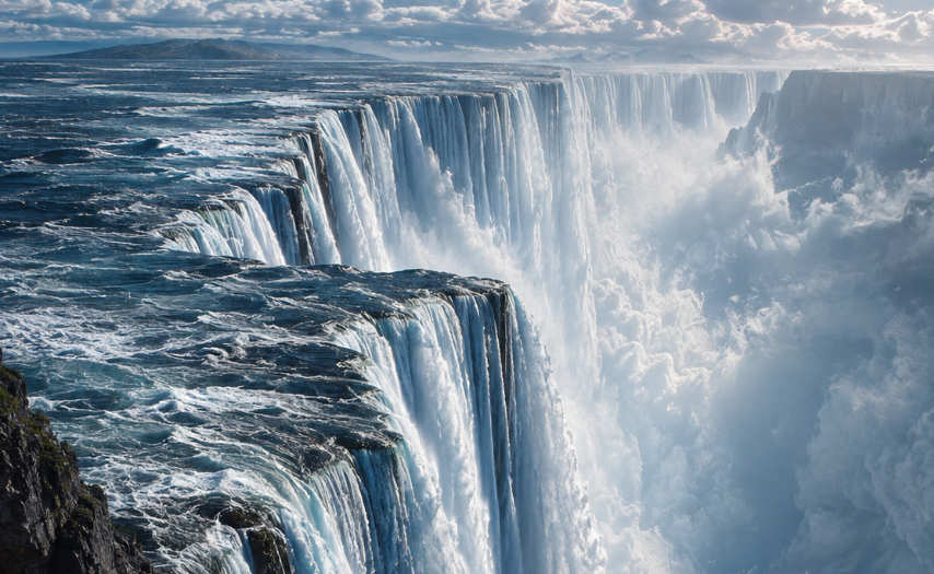 A very wide waterfall